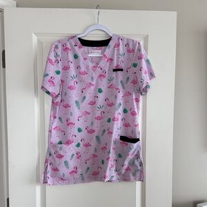 Flamingo Scrub Top